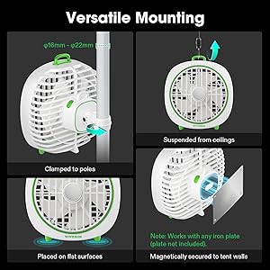 AeroWave D4 Twin USB Clip Fan, 4-Inch, Portable, Adjustable, White