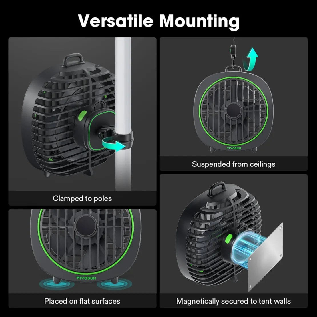 VIVOSUN AeroWave D4 4-inch USB Twin Pack Grow Tent Clip Fan