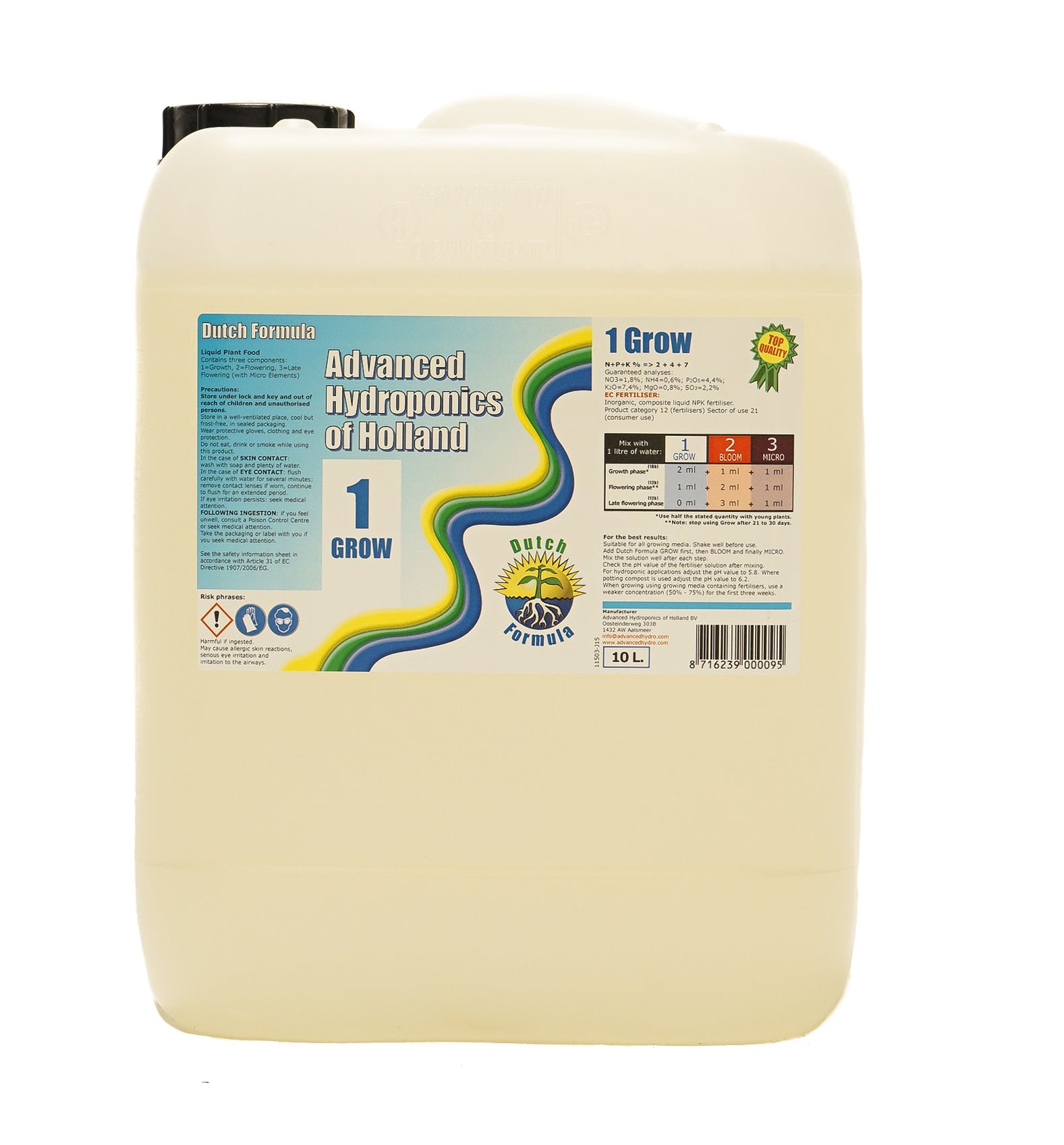 Dutch Formula 1 Grow Advanced Hydroponic Nutrient Solution 10L for Vegetative Stage