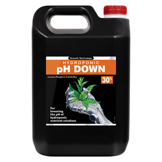 Growth Technology pH Down 30% Concentrated 5L Solution for Hydroponics