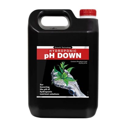 Growth Technology pH Down 81% Phosphoric Acid 5L Professional Nutrient Solution Controller