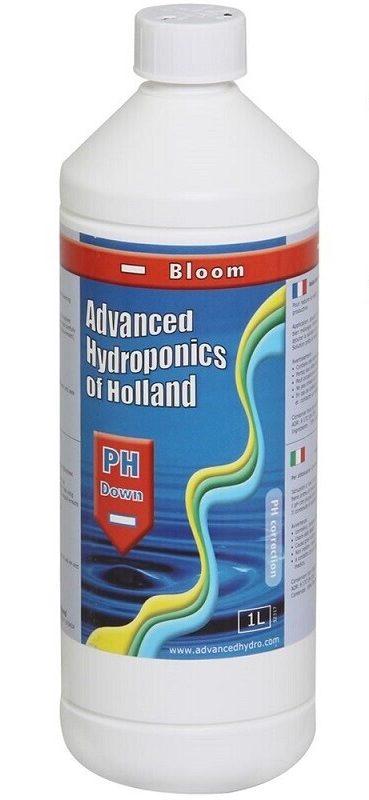 Advanced Hydroponics pH Down Bloom 1L Liquid Nutrient Acidity Regulator