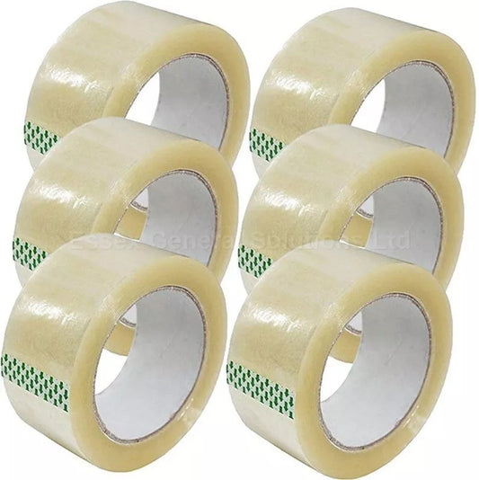 Clear Cello Tape 48mm x 66m Strong Adhesive Packaging Sealing Rolls (6 Pack)