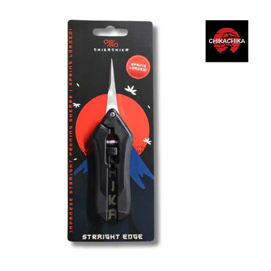 Chika Chika Black Spring-Loaded Precision Straight Tip Scissors for Horticulture