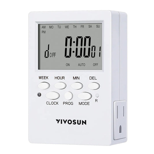 VIVOSUN 7-Day Programmable Digital Timer Dual Outlet for Hydroponics & Home