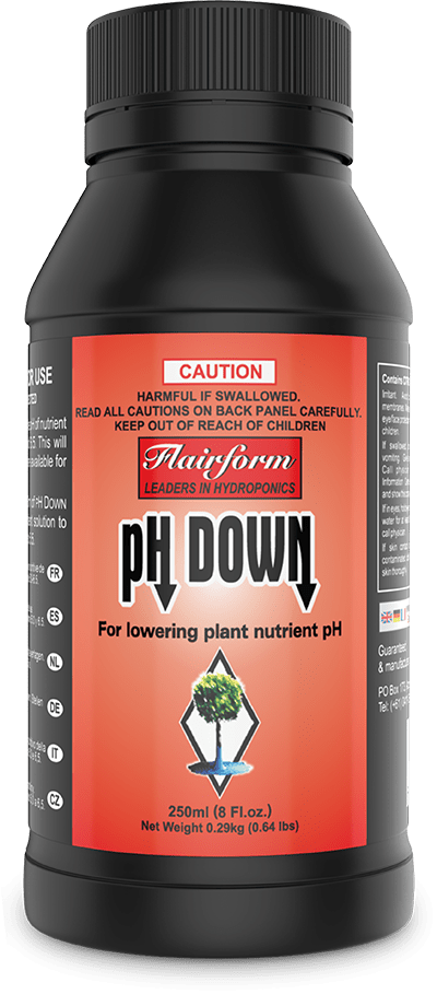 Flairform pH Down 250ml Organic Non-Corrosive Nutrient pH Adjuster for Hydroponics