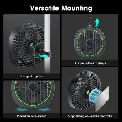 VIVOSUN AeroWave D4 4-inch USB Clip Fan Twin Pack Black for Grow Tents