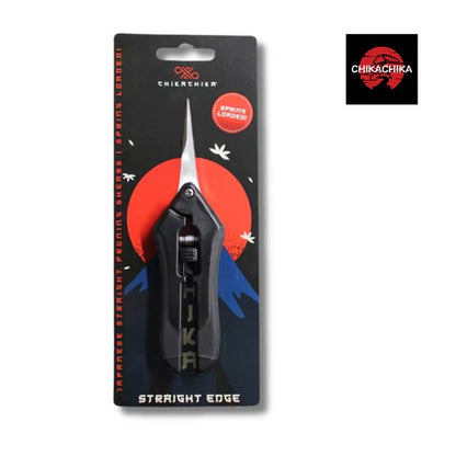 Chika Chika Black Spring-Loaded Precision Straight Tip Scissors for Horticulture
