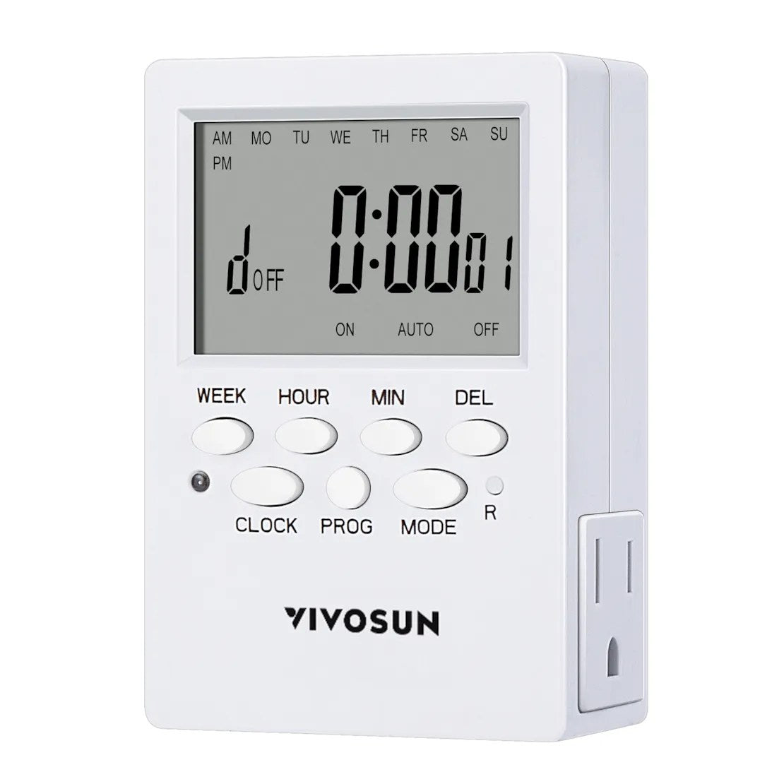 VIVOSUN 7-Day Programmable Digital Timer Dual Outlet for Hydroponics & Home